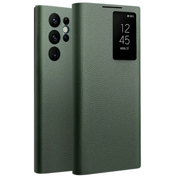 QIALINO din Piele de Caz pentru Samsung Galaxy S22 S22+ S22 Ultra Light Telefon Acoperi cu Smart View pentru S22 Ultra Acoperi