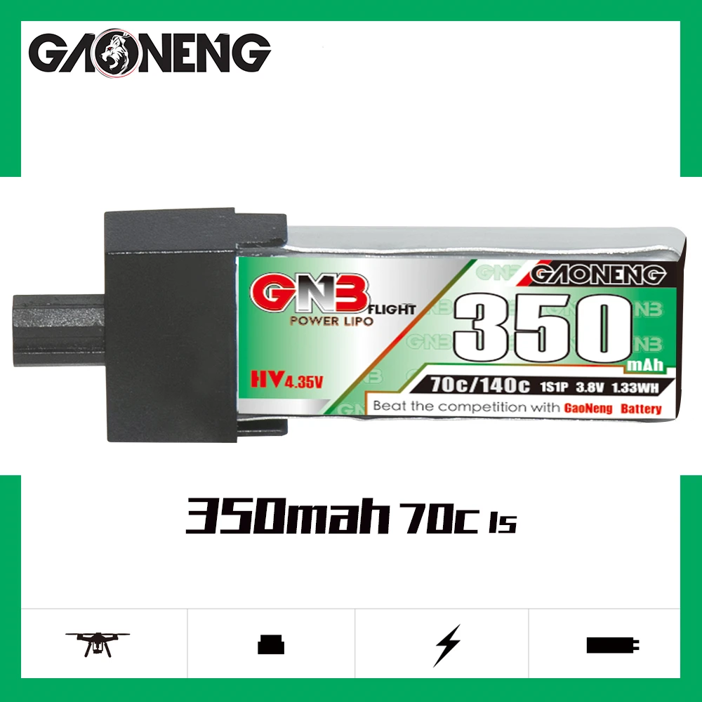 6PCS GAONENG 350mAh 1S 3.8 V 70C HV Acumulator Lipo Mare de Descărcare de gestiune Curent GNB27 Plug Pentru FPV EMAX NanoHawk DIY Accesorii Piese . ' - ' . 1