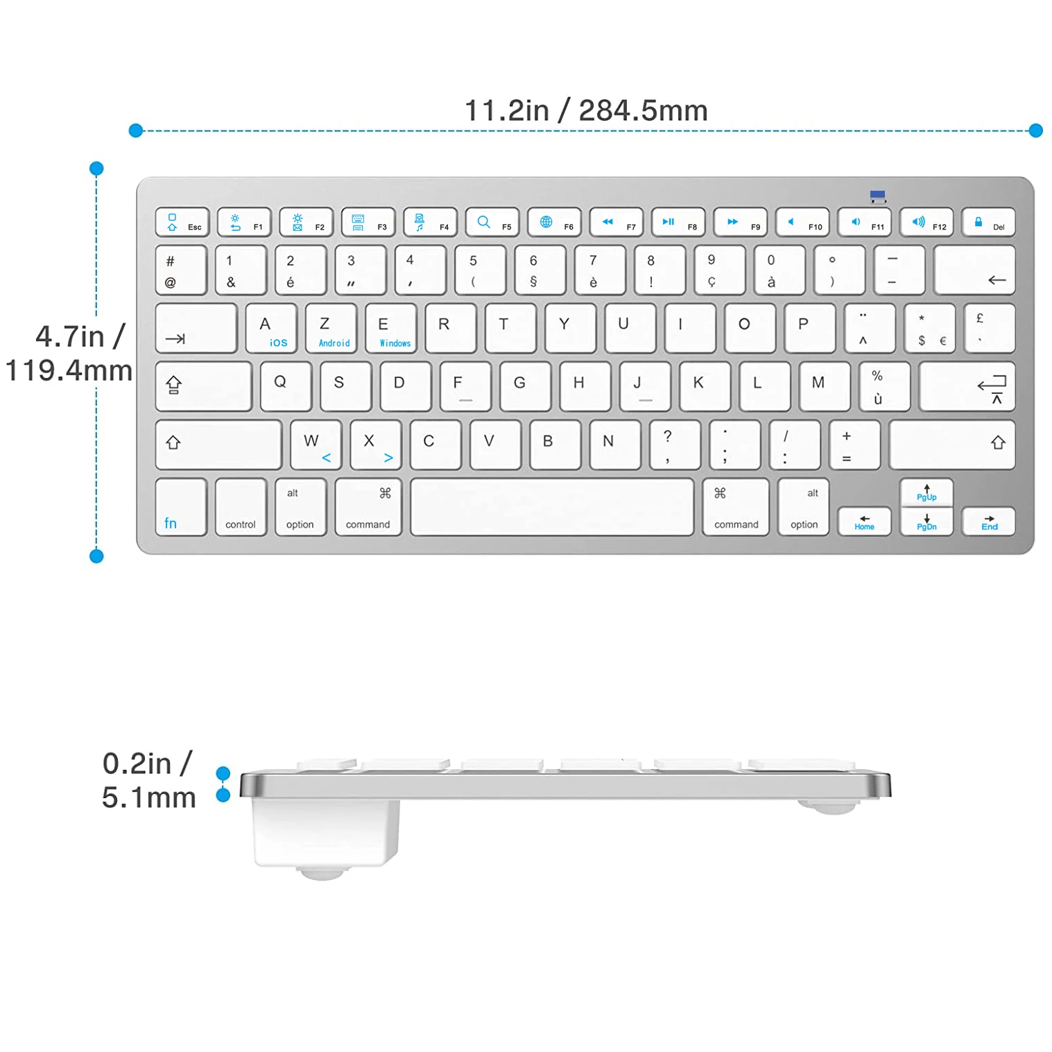 Slim franceză AZERTY Layout Tastatură Bluetooth de Dimensiuni Mici Tastatura Wireless claviatură pentru iPad iOS Android Windows Smart TV . ' - ' . 2