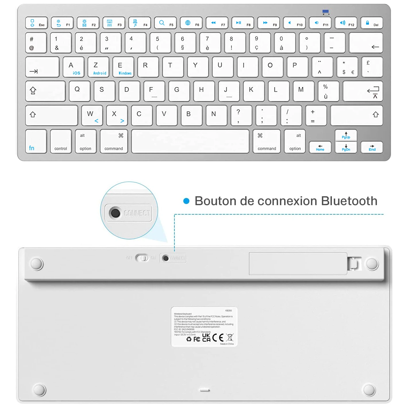 Slim franceză AZERTY Layout Tastatură Bluetooth de Dimensiuni Mici Tastatura Wireless claviatură pentru iPad iOS Android Windows Smart TV . ' - ' . 3