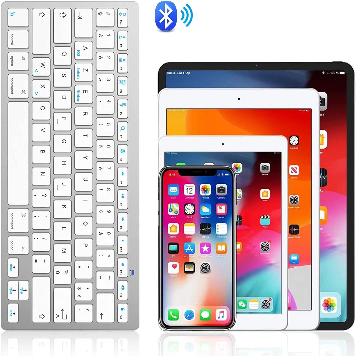 Slim franceză AZERTY Layout Tastatură Bluetooth de Dimensiuni Mici Tastatura Wireless claviatură pentru iPad iOS Android Windows Smart TV . ' - ' . 4